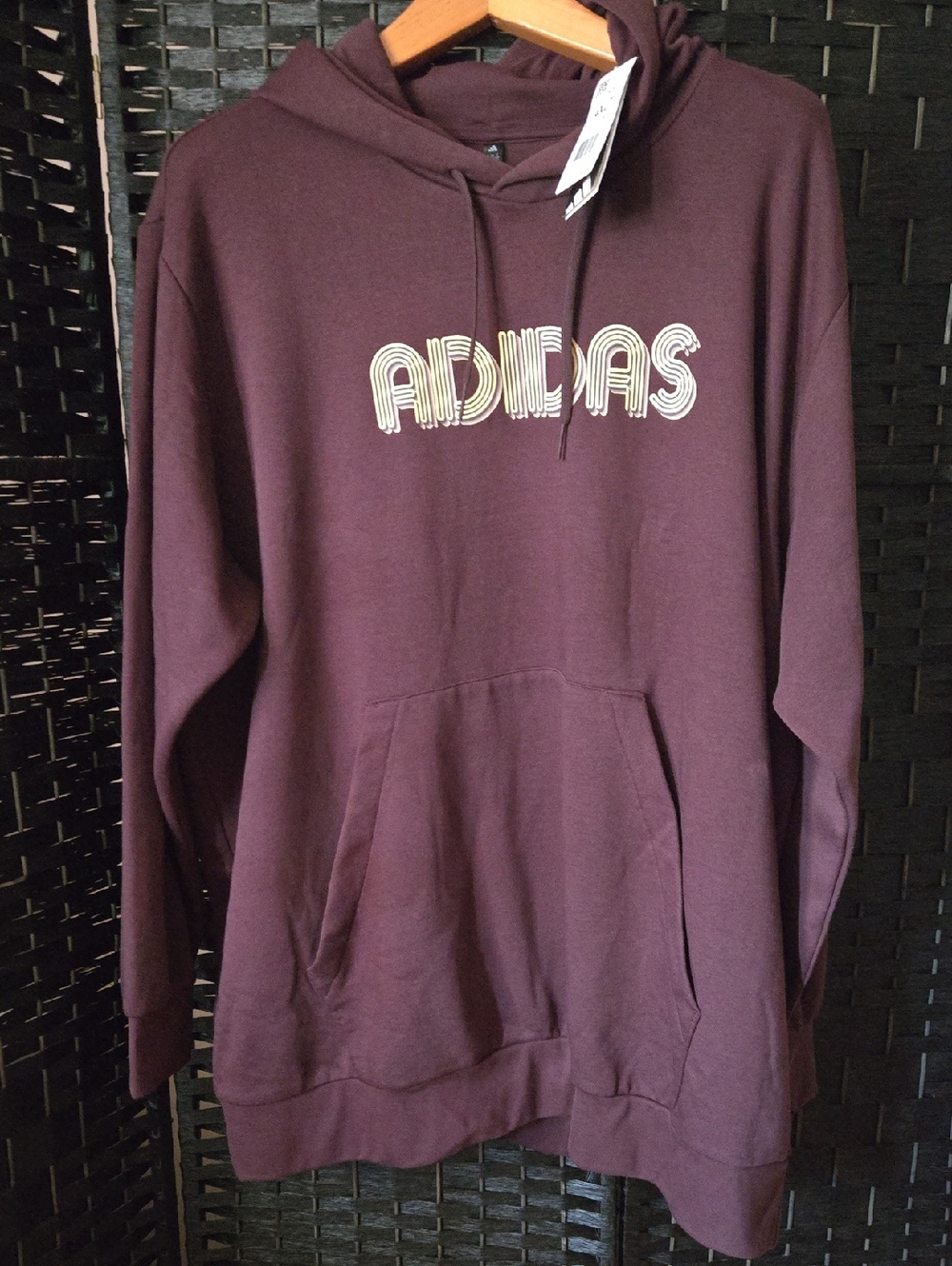 adidas Brown Pullover Hoodie with Yellow Logo Mens 4XLT  NWT